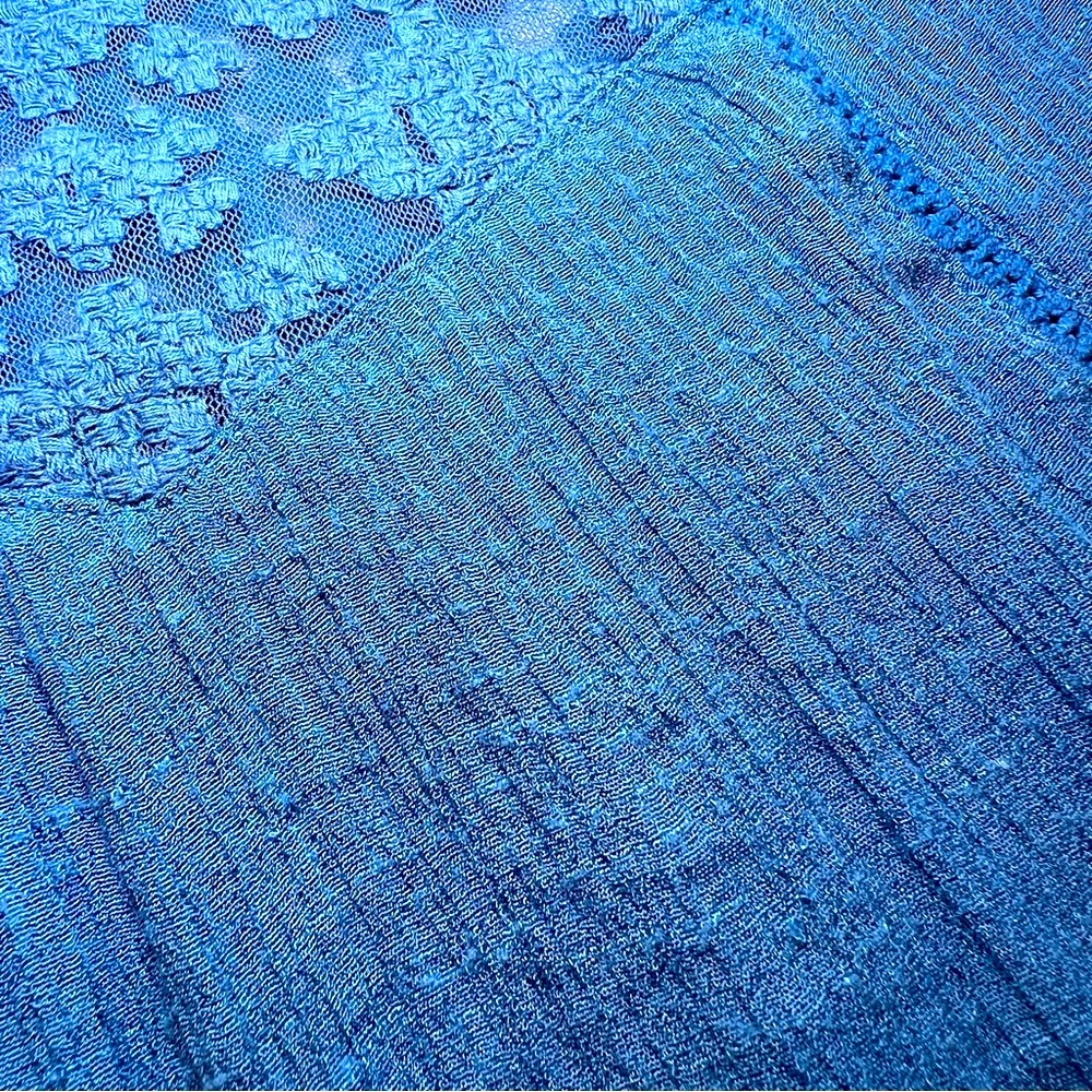 STUDIO PETITE JPR Blue Lace Gauze Tank PXL Layered Hem Boho Coastal - Picture 14 of 17